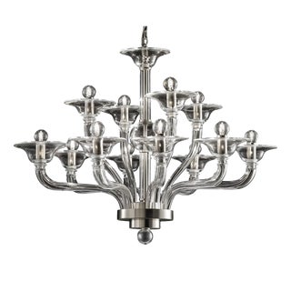 Transparent Linear Murano Glass Chandelier by Simoeng For Sale