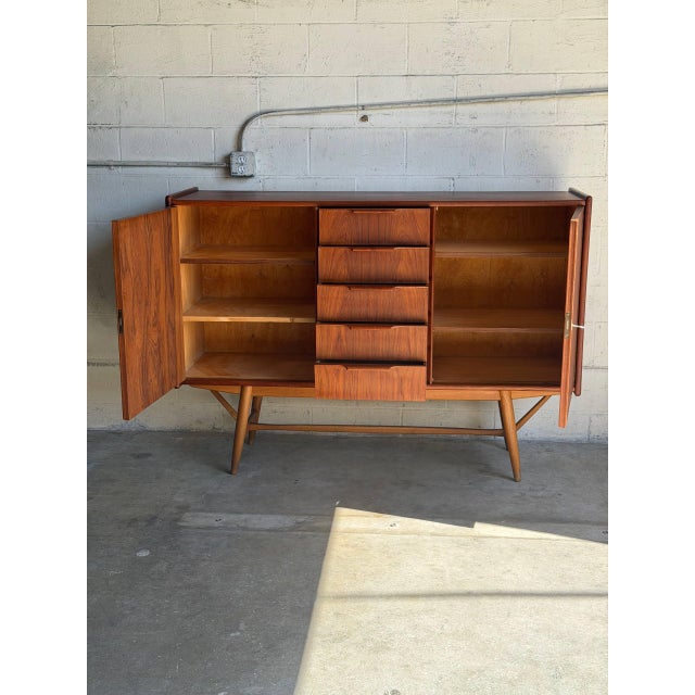 Wood Teak Sideboard Credenza Large Dining Storage Cabinet Danish Mid-Century Modern 1960s For Sale - Image 7 of 9