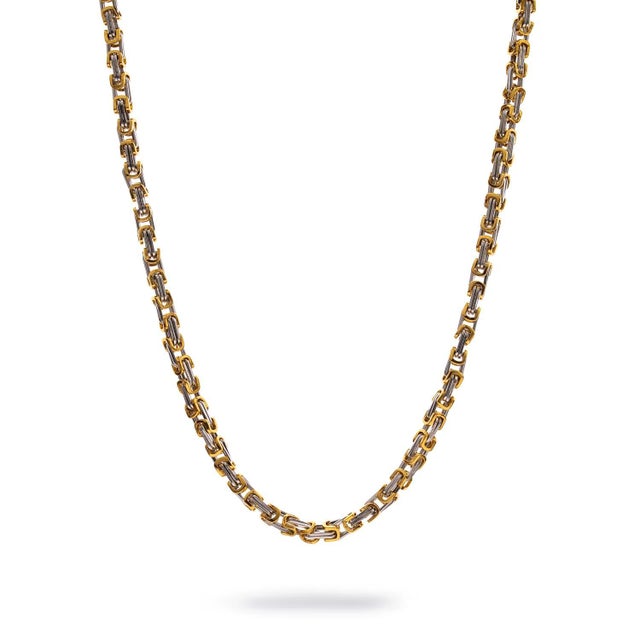 Two Color Design Bold Chain Men's Necklace For Sale - Image 9 of 9