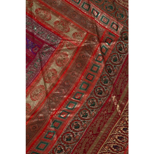 Vintage Red Orange and Purple Indian Sari Fabrics For Sale - Image 10 of 13