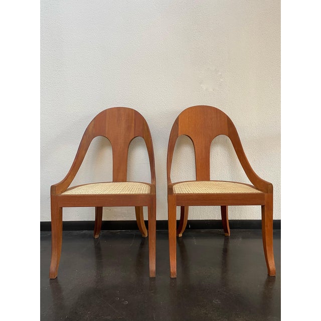 Vintage Spoon Back Wooden Chairs With Cane Seat - Set of 4 For Sale In Philadelphia - Image 6 of 12