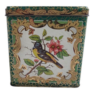 Floral & Bird Tea Tin, Daher, Made in England For Sale