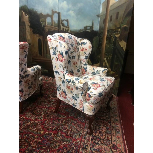 Cream Vintage Wingback Chairs, the Pair For Sale - Image 8 of 17