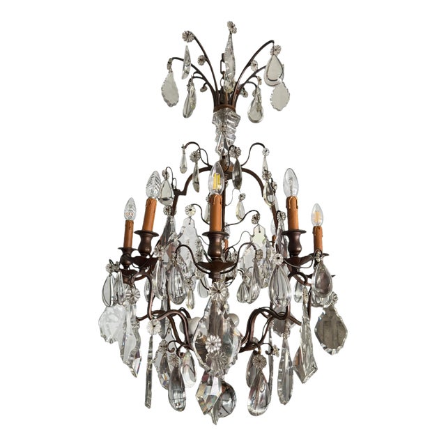 Louis XV Crystal 12-Light Cage Chandelier from Maison Baguès For Sale