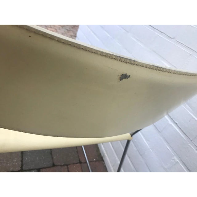 Metal Italian Cream Crust Leather Stackable Dining Chairs, 1970s, Set of 6 For Sale - Image 7 of 18