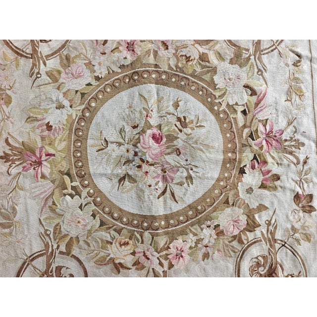 1850s Ivory Field Classical French Antique European Aubusson Oversized Rug For Sale - Image 10 of 10