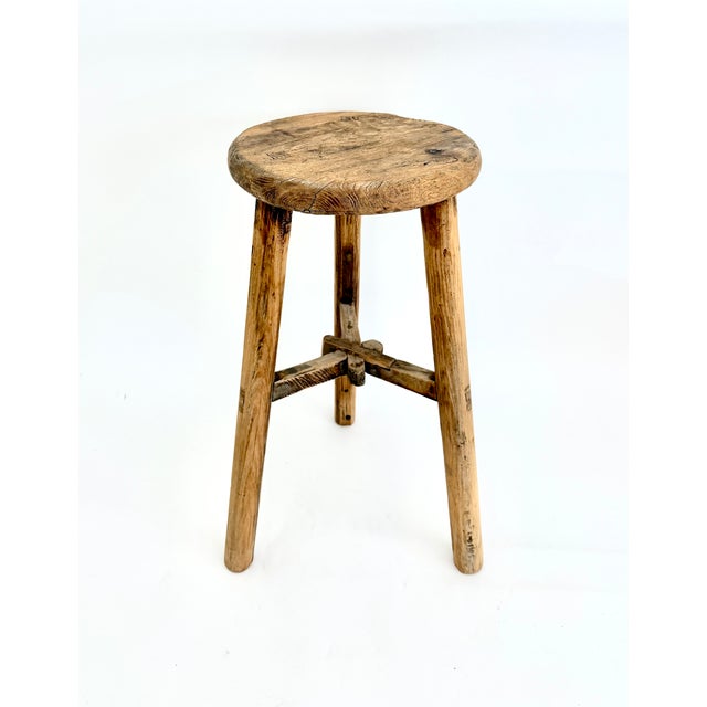 Rustic Rustic Elm Milking Stool For Sale - Image 3 of 9