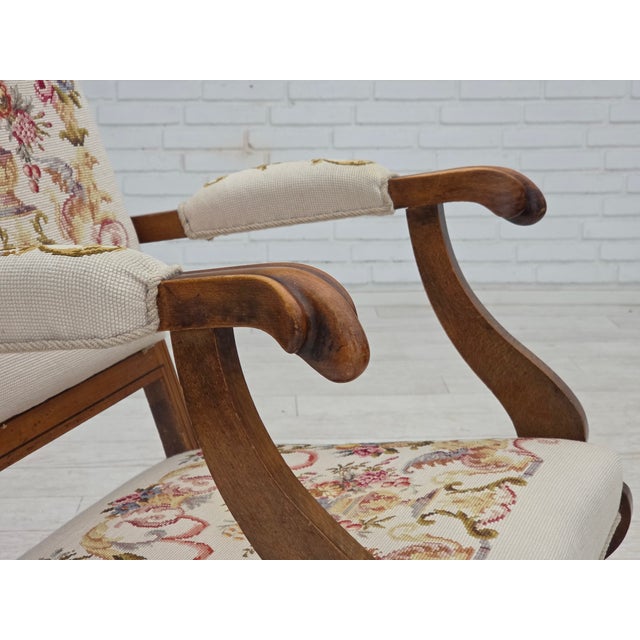 Mid-Century Modern Danish Highback Rocking Chair in Handwoven Wool and Ash, 1930s For Sale - Image 3 of 18