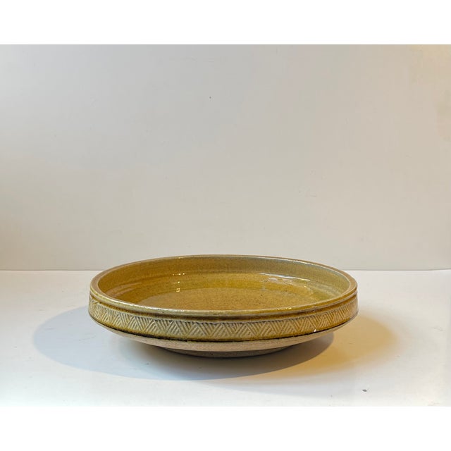 Vintage Stoneware Bowl in Yellow Glaze by Nils A. Kähler for Hak, 1970s For Sale - Image 9 of 9