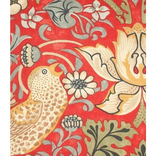English William Morris Strawberry Thief Crimson Cushion For Sale - Image 3 of 4