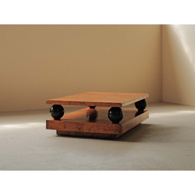 Brown Large Burl Elm Veneer Coffee Table, 1970 For Sale - Image 8 of 18