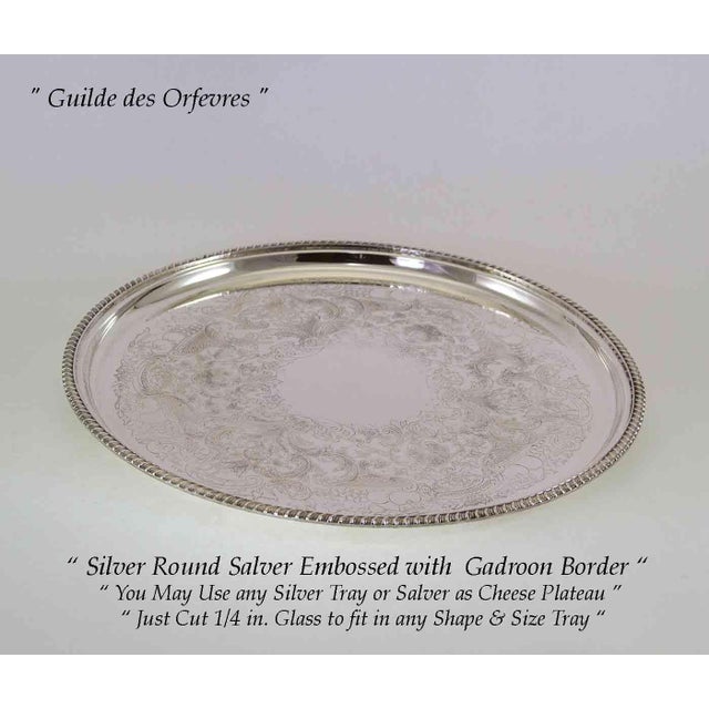 1970s 1970s New Silver Oval Coffee Tray Embossed With Gadroon Border by Barker Ellis for I. Freeman & Sons For Sale - Image 5 of 9