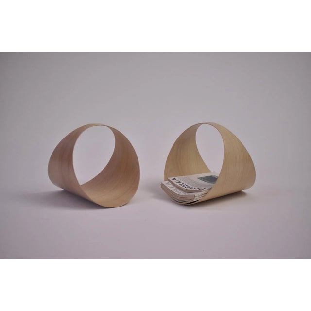 Early 21st Century Round Wood Holder and Magazine Rack by Villahomecollection For Sale - Image 5 of 6