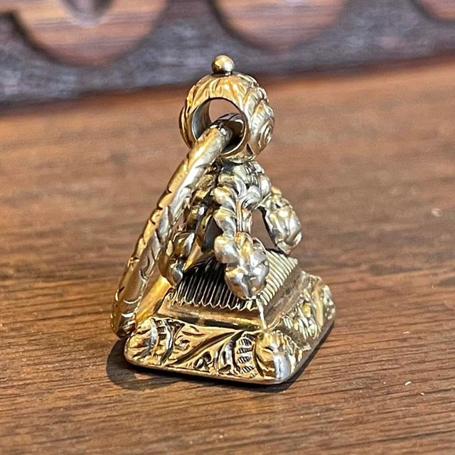 Early 19th Century Georgian Gold Fob "Sarah" 15k Carnelian Pendant For Sale In Madison - Image 6 of 12