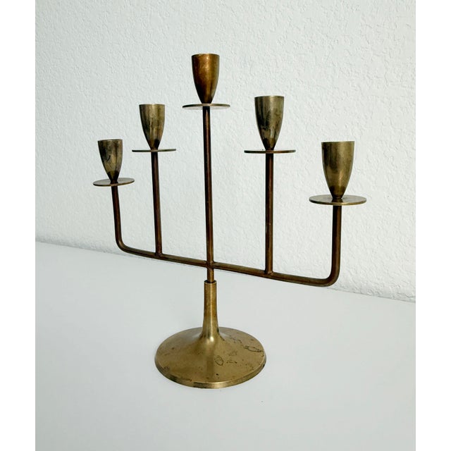 Mid 20th Century 1960s Swedish Brass Candle Holder For Sale - Image 5 of 8