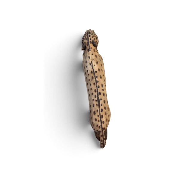 Wood Vintage Hand-Carved African Folk Art Spotted Leopard Sculpture on Wood Base For Sale - Image 7 of 8