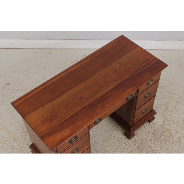 Wood Stickley Cherry Kneehole Desk Vanity & Bench For Sale - Image 7 of 18
