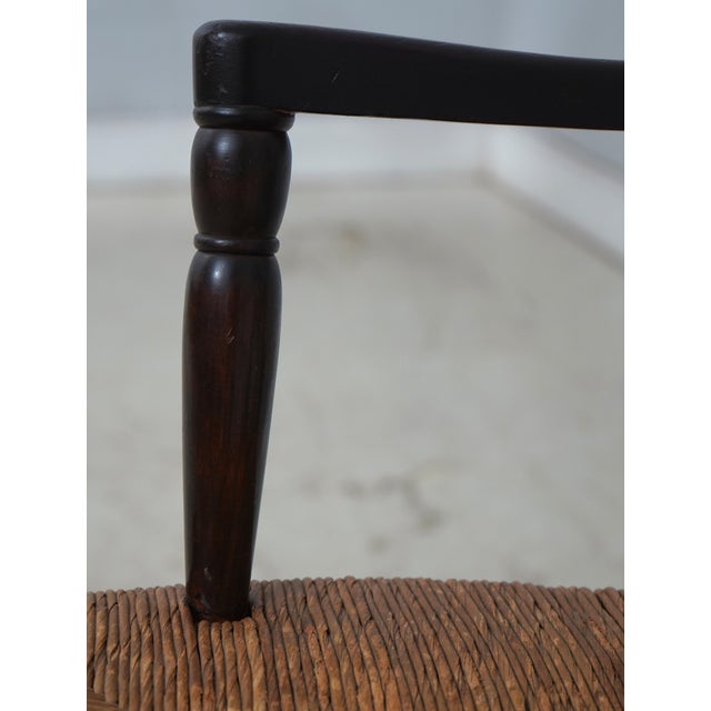 Brown English Victorian Woven Rush Seat Open Armchair For Sale - Image 8 of 18