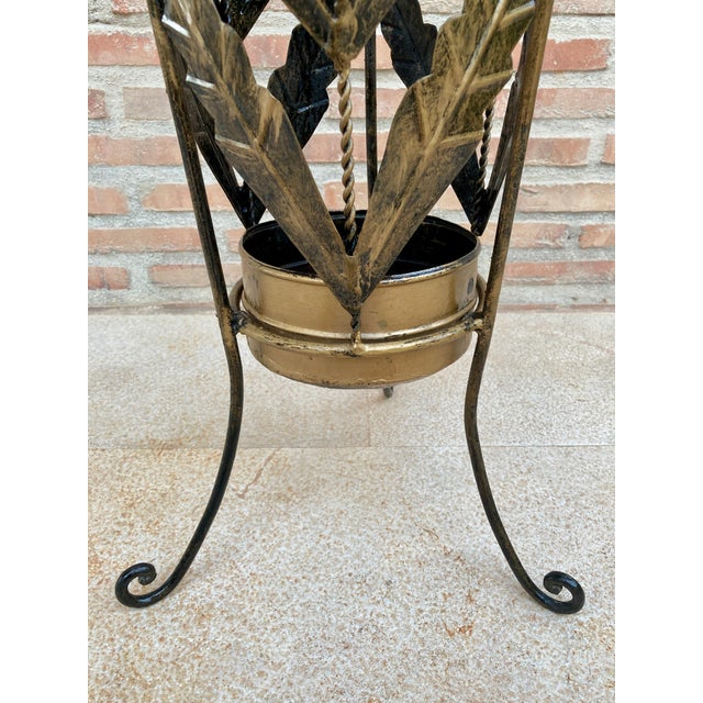 Mid 20th Century Mid Century Umbrella Stand Gilt Iron and Brass For Sale - Image 13 of 18
