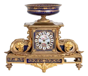 Napoleon III Gilt Bronze and Sevres Mounted Clock