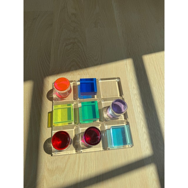 Postmodern 1980s Postmodern Multicolor Lucite Tic-Tac-Toe Game Set For Sale - Image 3 of 6