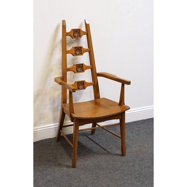 Unique Furniture Solid Oak Southwestern Mediterranean Ladderback Dining Arm Chair 5530 – American Fiesta Finish For Sale - Image 4 of 10