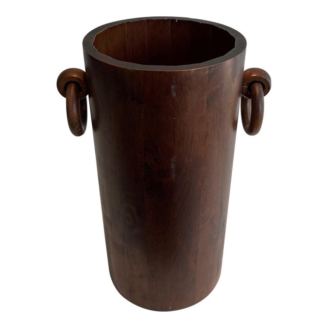 1950s Brutalist Wooden Umbrella Stand For Sale