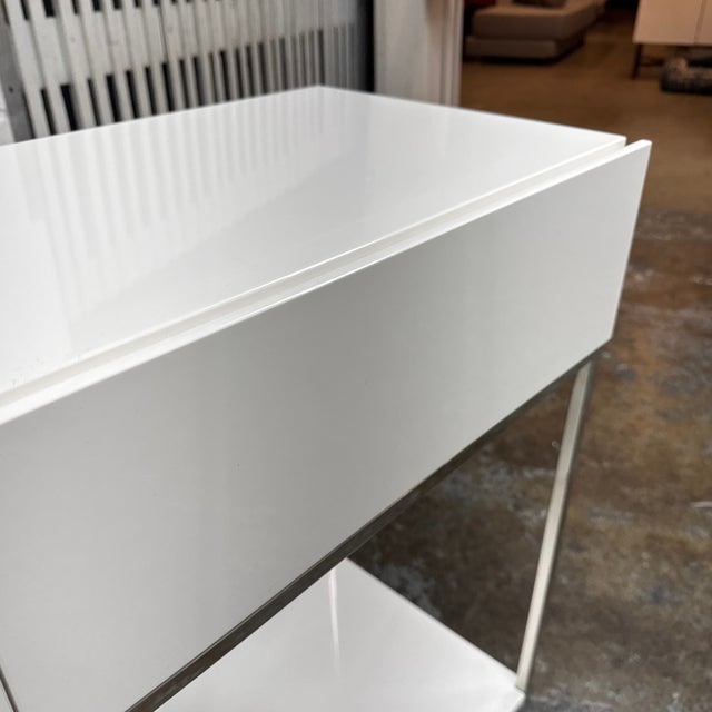 West Elm White Lacquer Console Table + Storage For Sale - Image 11 of 12