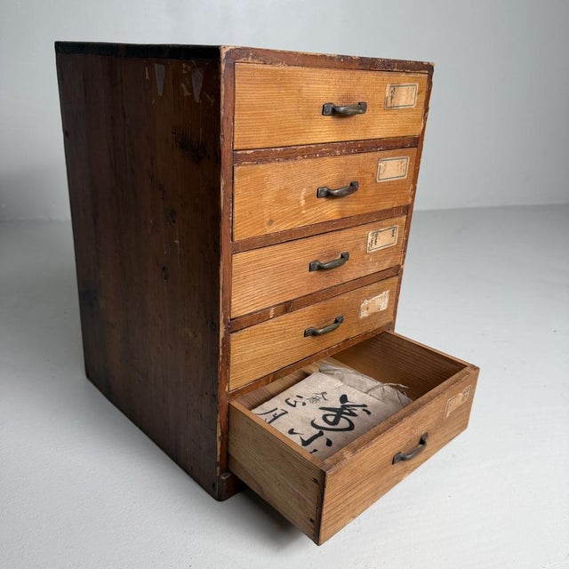 Japanese Archive Cabinet with 5 Drawers, 1930s For Sale - Image 10 of 15