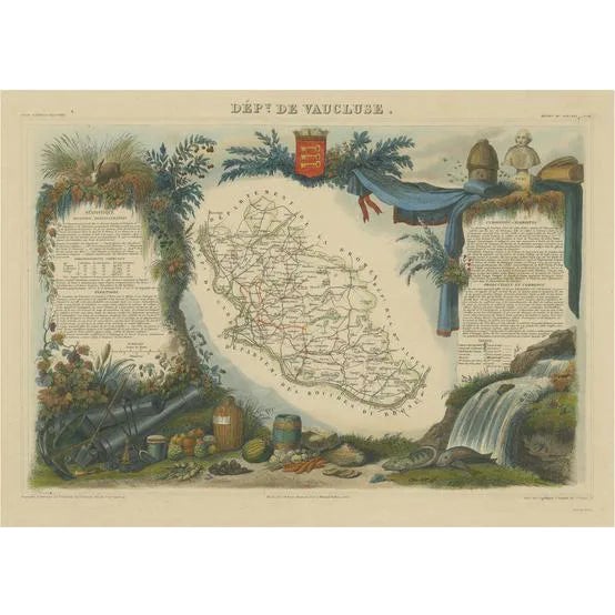 Antique Map of the Department of Vaucluse For Sale