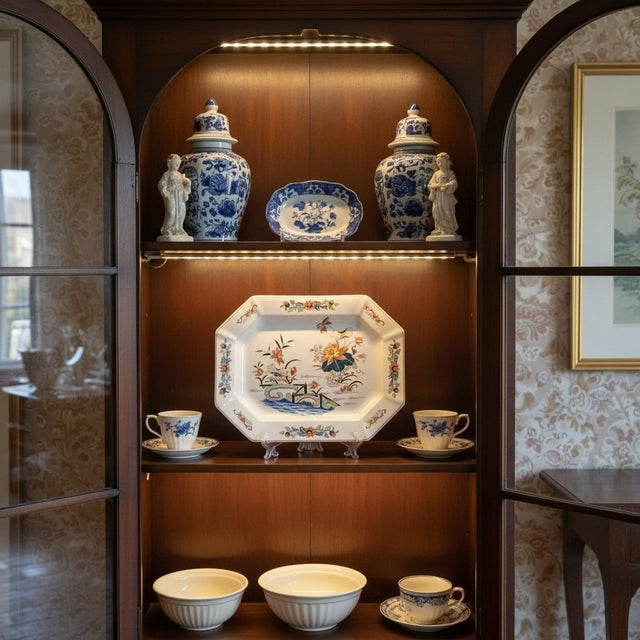 Chinoiserie Vintage Wedgwood Lotus Georgetown Serving Platter - England Floral Octagonal China For Sale - Image 3 of 11