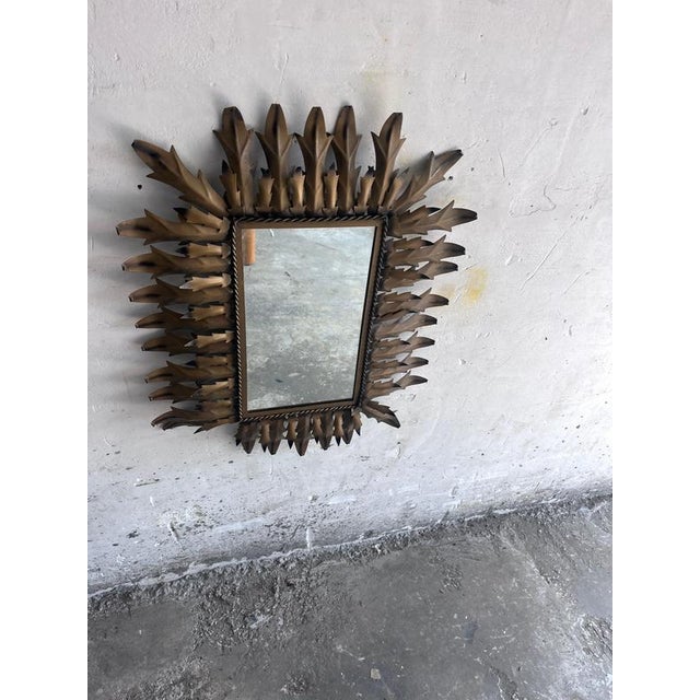 Brutalist Wrought Iron Sunburst Mirror, 1960s For Sale - Image 8 of 8