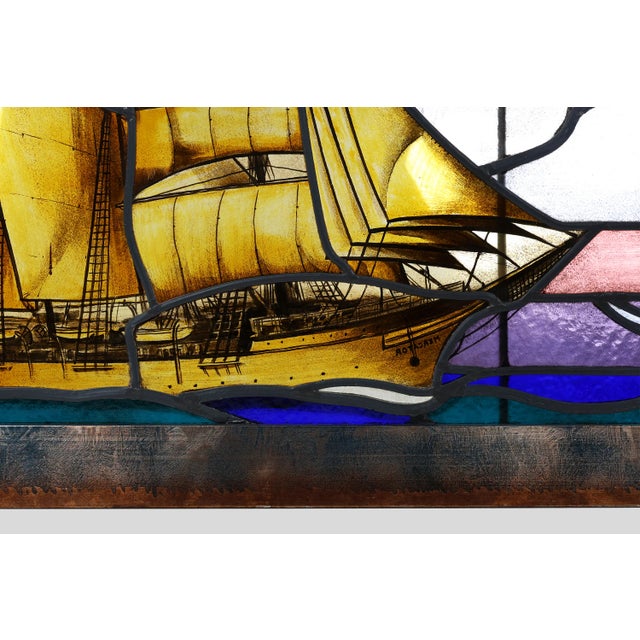 Mid-Century Modern Framed Stained Glass Window by Leo Vingerhoets, 1950s For Sale - Image 3 of 12