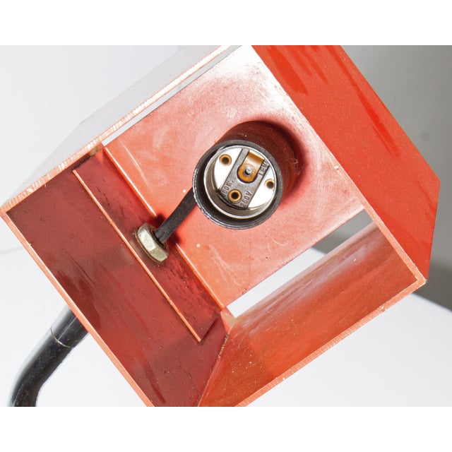 Mid 20th Century Chrome Red Box Shade Floor Lamp by Robert Sonneman for George Kovacs For Sale In Indianapolis - Image 6 of 9