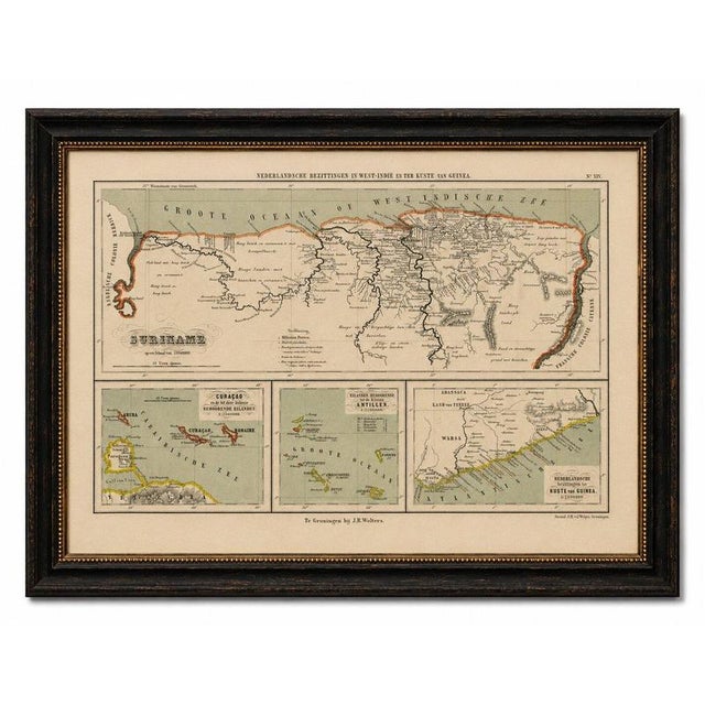 Suriname, Curaçao & Dutch Guinea – Jacob Kuyper Colonial Atlas Map, 1882 This finely detailed antique Dutch colonial map...