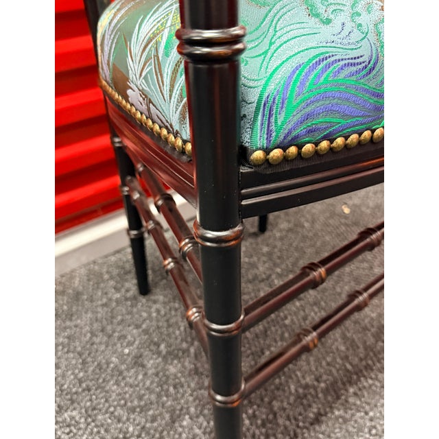 Gucci Chiavari Chair Tiger Jacquard upholstery, bamboo frame with armrests, Maison L’ Amour scrolled on the back rest as...
