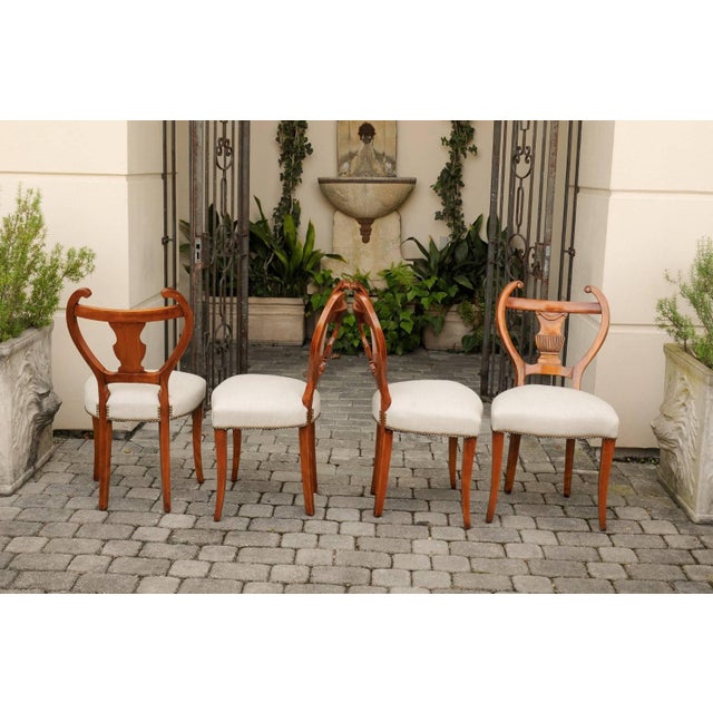 Mid 19th Century Set of Four Austrian Biedermeier Side Chairs with Lyre Shaped Backs, circa 1850 For Sale - Image 5 of 8