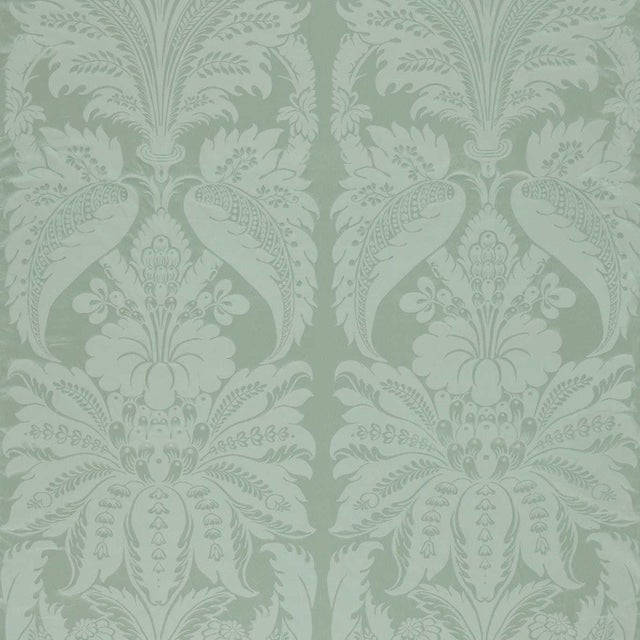 Zoffany Clandon Damask Fabric in Eau de Nil - a Sample For Sale