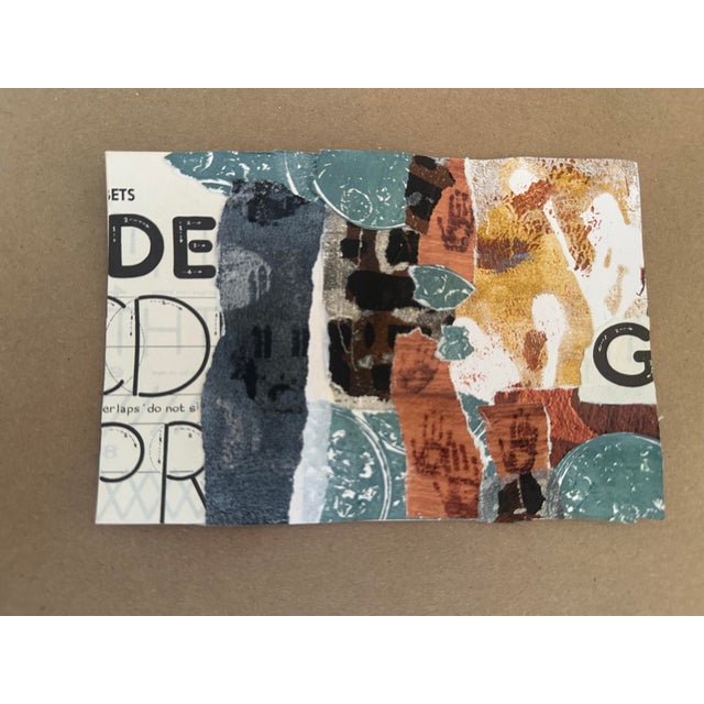 An original contemporary mixed-media collage composed of torn and layered papers, printed ephemera, painted fragments, and...