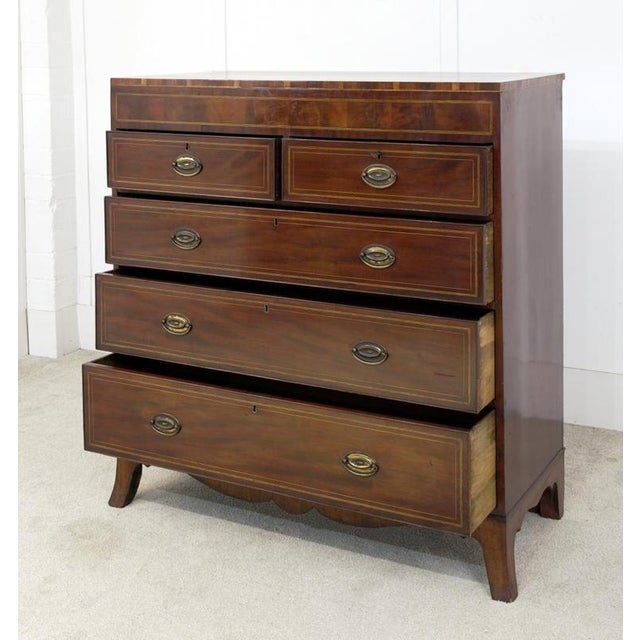 Georgian Mahogany and Satinwood Chest Drawers, 1820s For Sale - Image 3 of 5