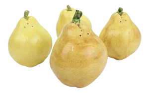 Pear Shaped Yellow Pottery Salt & Pepper Shakers - 4 Pieces