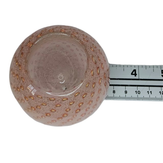 Glass Paperweight Pink W/ Gold Flecks Contolled Bubbles Tealight Holder or Vase For Sale - Image 15 of 16