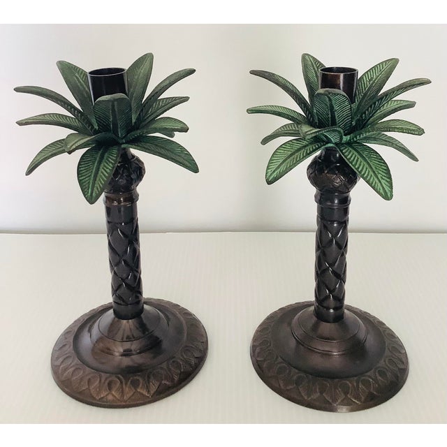 Vintage Bronze Palm Trees Candle Holders Set of 2 Chairish