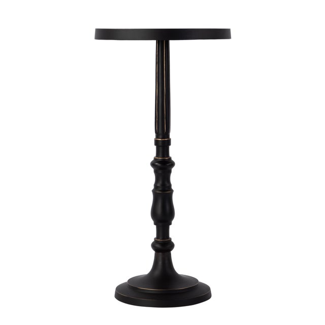 Industrial Heidi 12 in. W Round All Metal Pedestal Base End Table, Bronze For Sale - Image 3 of 5