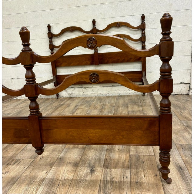 Vintage Full Size Ladder Back Style Maple Low Poster Bed For Sale - Image 9 of 10