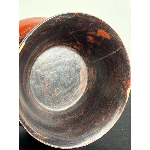 Red Antique Burmese Lacquered Offering Vessel (Hsun-Ok) For Sale - Image 8 of 11