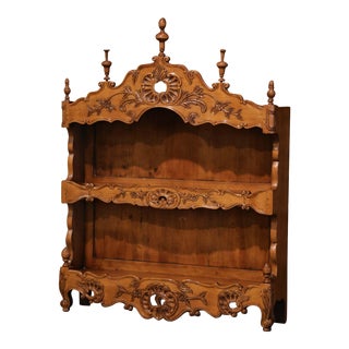 20th Century French Louis XV Carved Walnut Wall Shelf Estanier From Provence For Sale