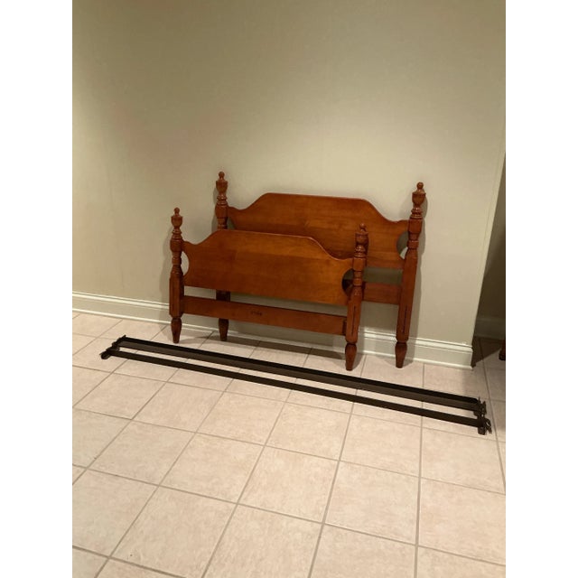 Vintage 1950’s Colonial or Early American Solid Maple Twin Bed With Turned Balusters For Sale - Image 12 of 12