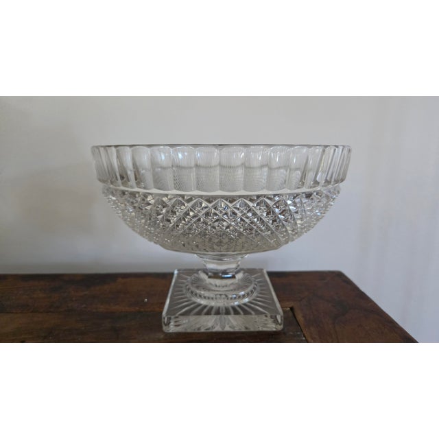 Traditional Mid-20th Century Westmoreland Waterford Clear Glass Pedestal Centerpiece Bowl For Sale - Image 3 of 12