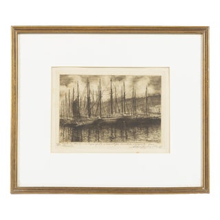 Alberto Augusto de Souza, Boats on the Douro, Etching For Sale